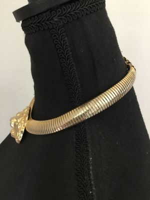 Vintage 1980s massive golden lion head Tubogas omega statement, chunky necklace has some wear