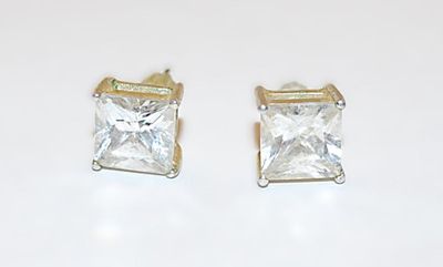 Nested Box Beveled "ICE CUBE" EARRINGS Set with Stud Post Clasp