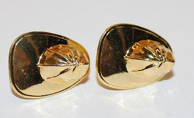 Unique Gold Colored "FIREFIGHTER'S HELMET" EARRINGS (1" x ¾") Set with Screwback Clasp