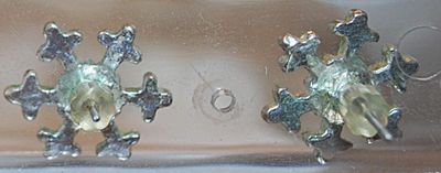 Vintage Six Point STAR EARRINGS Pair (½" Diam.) with Clear Round Center Stone on a Silver Tone Setting and Stud Style Clasp