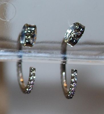 Thin Line of Colored Tiny Stones Earring Set (¾") with a Stud Style Clasp