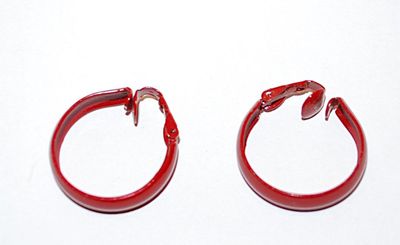 Bright RED METAL EARRING Set with SNAP "Spring" Clasp