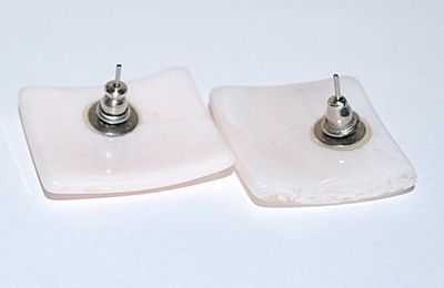 Pink Swirls Square Acrylic EARRINGS (1" x 1") Set with Stud Post Clasp
