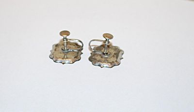 Vintage Black Metal "FRY PAN" EARRINGS Set with Screw Post Clasp