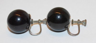Solid Black GLOBE EARRINGS Set with a Screwback Clasp