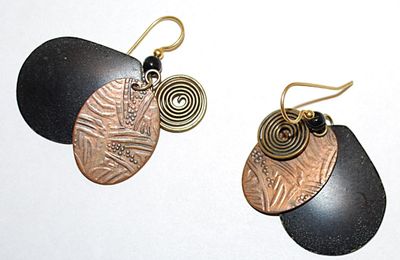 "Disks & Swirls" Dangle EARRINGS Set with Wire Hook Clasp