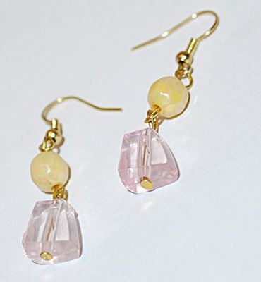 Pink & Yellow Acrylic EARRINGS Set with Wire Hook Clasp