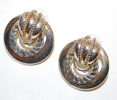 Marked "PREMIER USA ©" - Silver Colored Metal Loops & Swirls EARRINGS Set with Stud Post Clasp