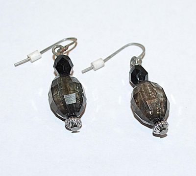 Gray & Black Beads EARRINGS Set with Wire Hook Clasp