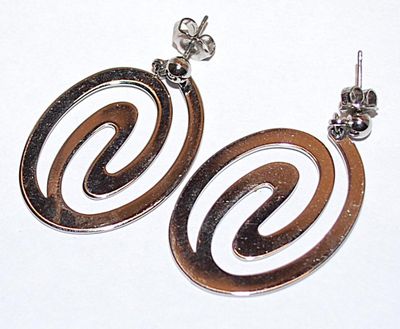 Silver Colored SWIRLS EARRINGS Set with a Stud Post Clasp