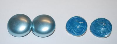 Collection of 2 Pairs EARRINGS - Blue Swirl & Shiny Blue Dot with Snap-On Clasps