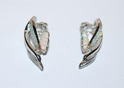 Silver Colored SWIRL Style EARRINGS (1½" x ½") with Both Smooth & Dimpled Swirls and Spring SNAP Clasps