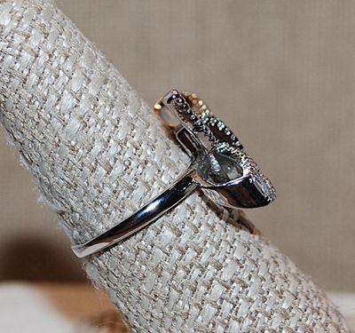Size 8¼ Large "BOWTIE" Party Style RING with Beautiful Clear Round Stones Surround and Both Horizontal & Vertical Baguettes...