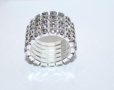 Size 6½ Jeweled Infinity-Style Elastic RING with 5 Stones Multiple Rows (5.3g)