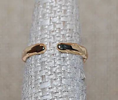 Size 5¾ Purple & Green Stones RING on a Gold Tone "Molten Lava" Setting and OPEN BAND (3.2g)