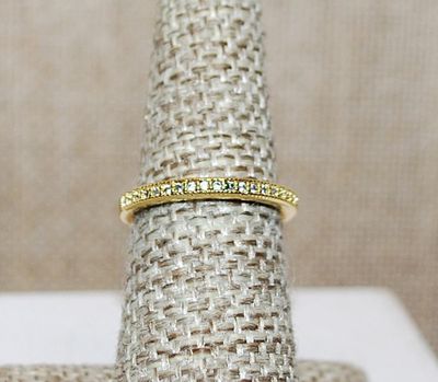 Size 8 Delicate Half Infinity Ring with Single Row of Tiny Stones on a Gold Tone Band (1.8g)