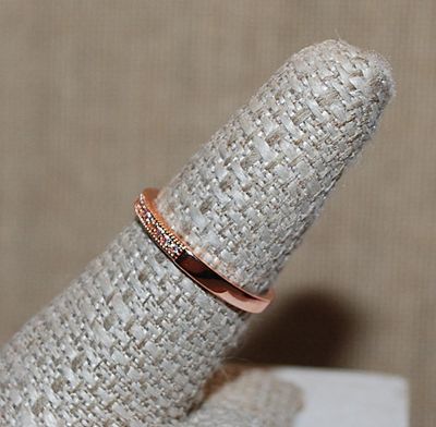 Size 6¾ Delicate Half Infinity RING with Tiny Stones on a ROSE GOLD BAND (1.4g)