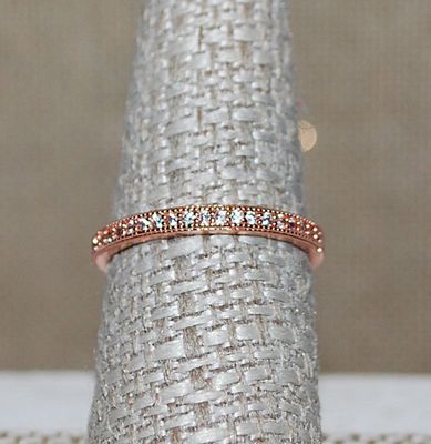 Size 8 Delicate Half Infinity RING with Tiny Stones on a ROSE GOLD BAND (1.7g)