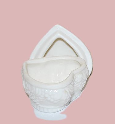 Small 2-Piece WHITE CERAMIC TRINKET BOX (2¾" x 2¼" x 2") with Fruit Clusters Design