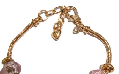 "SEASHORE EXTRAVGANZA" BRACELET with Pink Whale, Lobster, and Seashell; Jeweled Clam and Starfish; Rings of Pearls+Jewels; Gold...