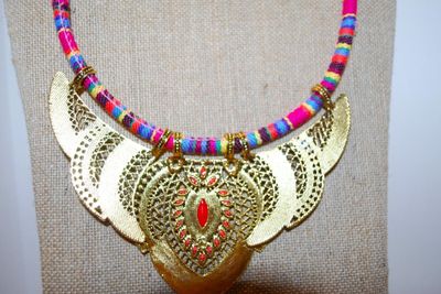 ***NEW SALE PRICE*** Gorgeous Colorful Tribal Style Necklace Size: 12" Neck Size & 3 Moveable Metal Accents 7" Across