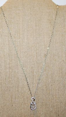 Figure 8 Style Glitter PENDANT (¾" x ½") on a Silver Tone Necklace Chain 17" L