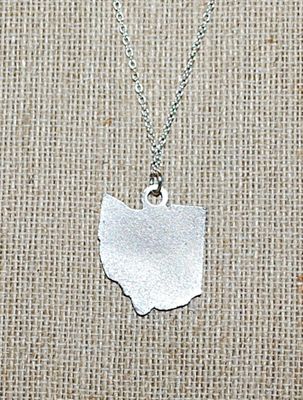 "MILLER'S BLACKHAWK DAYTON, OHIO" PENDANT (1" x 1") on a Silver Tone NECKLACE CHAIN 16" L