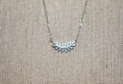 Silver Tone Leaf Branch Swag PENDANT (1" x ¼") on a Silver Tone Necklace Chain 18" L
