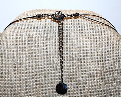 Stiff-Wired "Circles & Coins" NECKLACE with Dark Silver Colored Bead Accents and Lobster Clasp 20" L