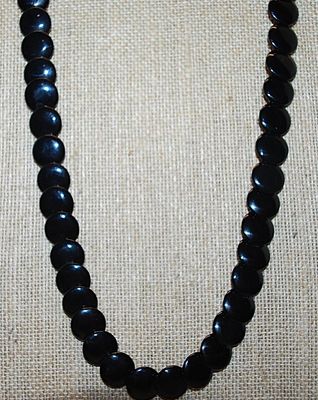 All Black Acrylic DISKS NECKLACE with Gold Tone Graphic Designed Fancy Clasp 28" L