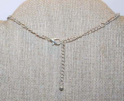 Black Beveled Beaded FLOWER NECKLACE with Silver Tone Edges on a Silver Tone Necklace Chain and Lobster Clasp 17" L