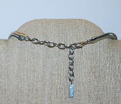 Marked "SUGARFIX" Bright Silver Tone Snakeskin Style NECKLACE with Lobster Clasp 13" L