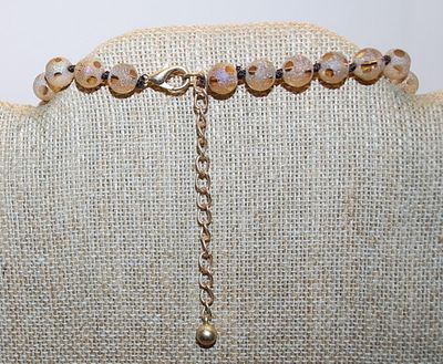 Wild + Odd Bejeweled Pink Cloth Strips Long NECKLACE with Glittery Covered Globes Necklace Chain and Lobster Clasp 30" L