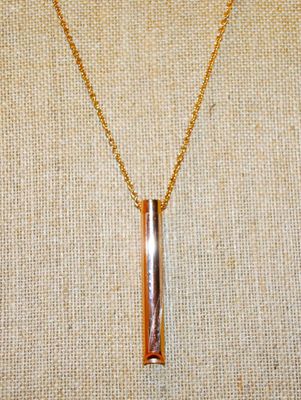 Rose Gold "STRESS" Whistle PENDANT (2¼") on a Rose Gold Necklace Chain 20" L