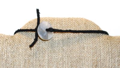 Large Mother-of-Pearl Style Circle (3" Diam.) Necklace with 2 Accents on a Black Rope Chain 20" L