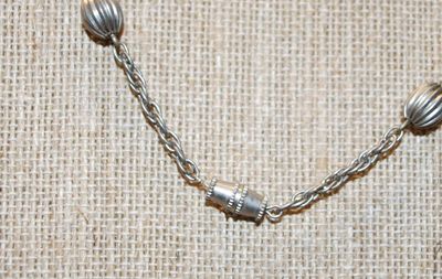 Brown & Silver Barrels Necklace 16" L