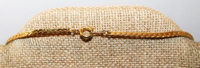 Red, Black & Gold CURVED BAR NECKLACE with Gold Tone Snake-Link Style Chain and Lobster Clasp 16" L