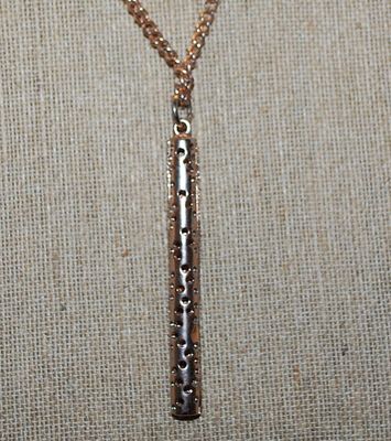 Beautiful "Diamond Jeweled" PILLAR NECKLACE with Rose Gold Chain and Lobster Clasp 42" L