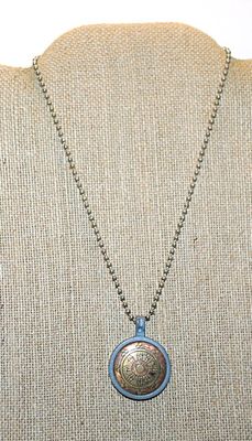 "SUNDISK" PENDANT NECKLACE with REVERSIBLE Star on Simple Silver Tone Necklace Chain 16" L
