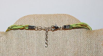 "Starfish" Glass Flowered REVERSIBLE PENDANT/NECKLACE Combo with Lime Green & Gold Cords and Lobster Clasp 16" L