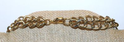 Vintage Showy Bright Yellow & White 5 Segment NECKLACE with Bold 2 Strand Gold Tone Looped Chain 20" L