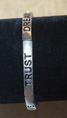 Uplifting "WORDS" Elastic BRACELET (2" Opening) with "Hope, Love, Trust & Dream" on Bejeweled &...