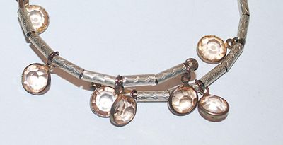 Coral Colored Dangle Stones Wrap-Around BRACELET (2½" Opening) with Tube Spacers on a Brass-Tone Setting