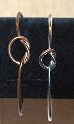 Collection of 2 Open-Ended KNOTTED BRACELETS (2½" Opening) in Both Silver/Brass Tone Metal