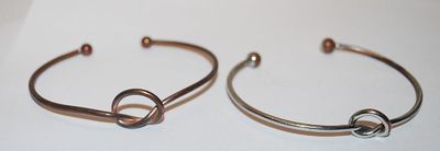 Collection of 2 Open-Ended KNOTTED BRACELETS (2½" Opening) in Both Silver/Brass Tone Metal