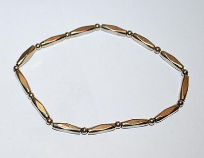 Delicate Elastic Segmented Metal BRACELET (2¼" Opening) with Silver Tone Globe Accents