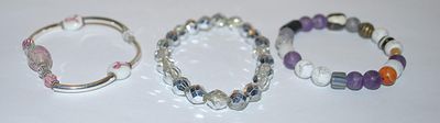Collection of 3 Assorted BRACELETS (-2½"+ Opening) including Enamel & Flower Beads