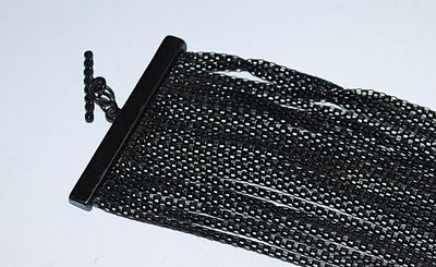 All Black 20 LINKS Strands BRACELET (2" Opening) with Toggle Clasp