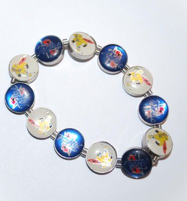 "TULSA" Brand ELASTIC BRACELET (2" Opening) with Colorful Cupped Disks on a Silver Tone Setting