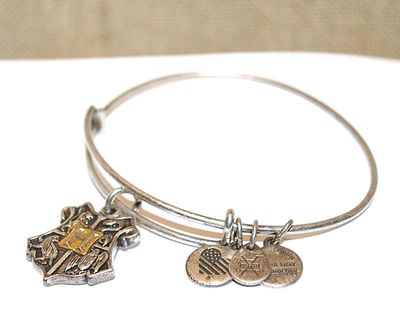 Marked "ALEX & ANI" Metal BRACELET (2½" Opening) with Letter "H" Medal (©2017) and 3 Additional Medals
